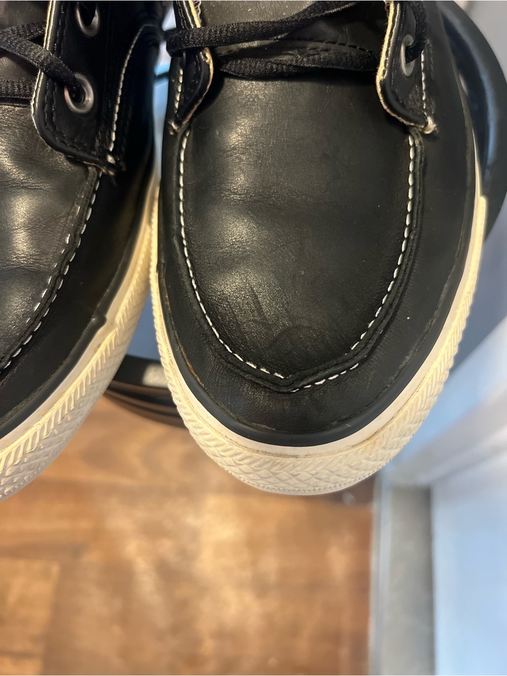 Converse chuck all stars Black Leather High-Top Sneakers  size 12 men - Picture 12 of 14
